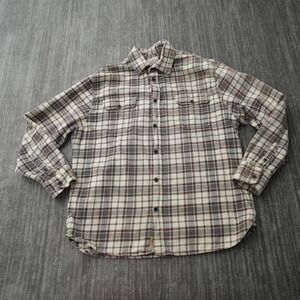 Jachs Shirt Men Flannel Button Up‎ Brown Long Sleeve Plaid 100% Cotton XL